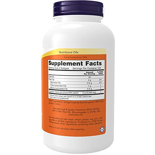 Foto 3 pulgar | Aceite De Semillas De Calabaza Supplement Now De 1000 Mg Con Ácidos Grasos Esenciales 200 Cápsulas B - Venta Intern