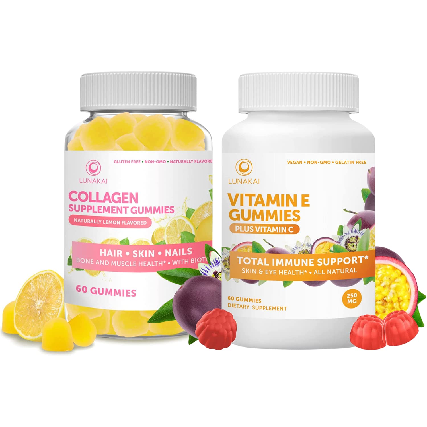 Paquete De Suplementos: Gomitas De Colágeno Lunakai Y Vitamina E - Venta Internacional.