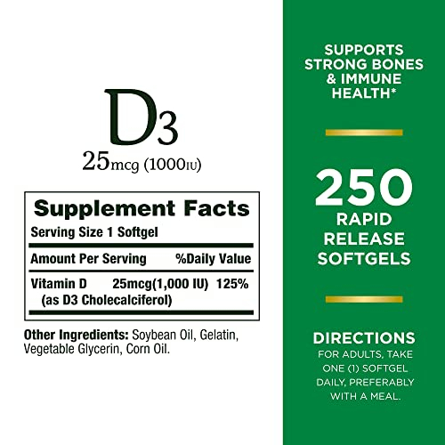 Foto 3 pulgar | Suplemento De Vitamina D3 De Nature's Bounty, 1000 Ui, 250 Cápsulas Blandas - Venta Internacional.