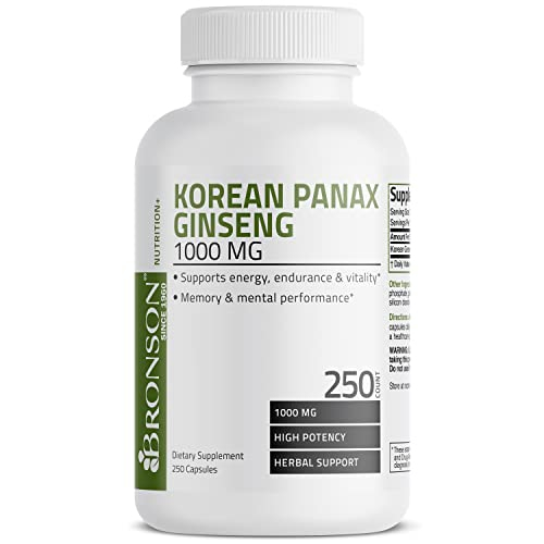Foto 6 pulgar | Suplemento Bronson Korean Panax Ginseng 1000 Mg 250 Cápsulas - Venta Internacional.