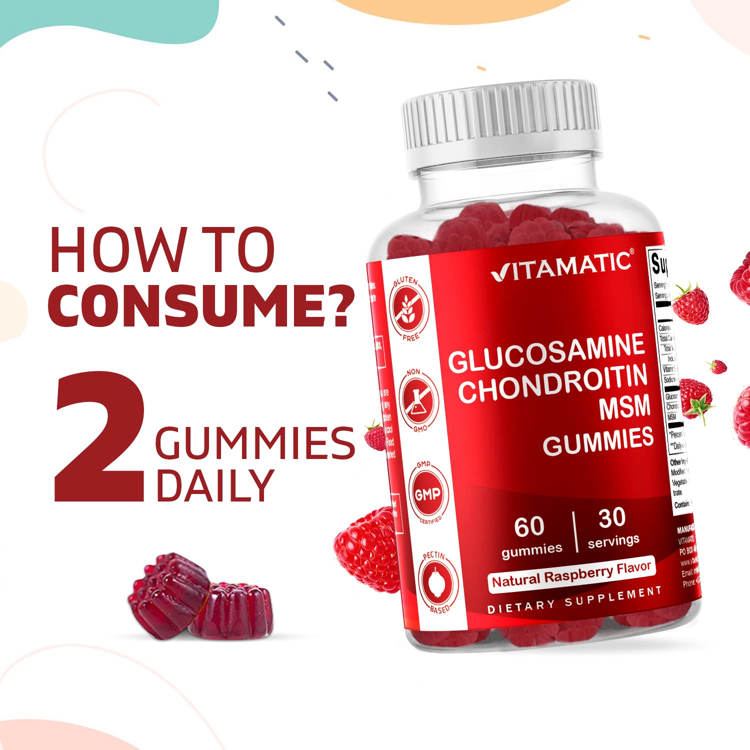 Foto 4 pulgar | Suplemento Vitamínico De Gomitas Con Glucosamina Y Condroitina, 60 Unidades - Venta Internacional.