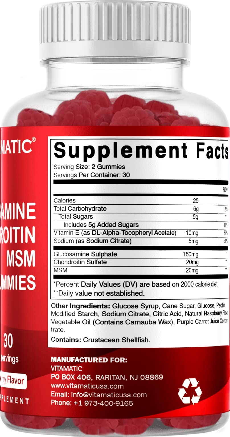 Foto 7 pulgar | Suplemento Vitamínico De Gomitas Con Glucosamina Y Condroitina, 60 Unidades - Venta Internacional.