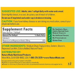 Foto 5 | Suplemento Dietético Nature Made Magnesium 250 mg 90 Cápsulas Blandas - Venta Internacional