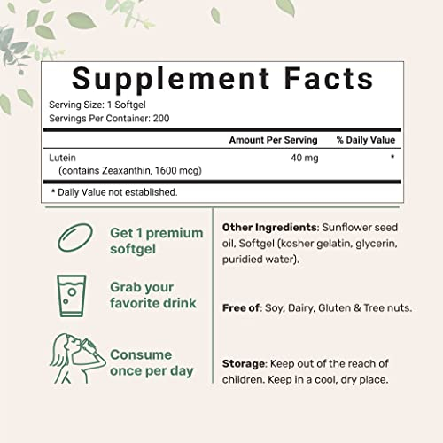 Foto 3 pulgar | Suplemento De Microingredientes De Luteína 40 Mg Con Zeaxantina 200 S - Venta Internacional.