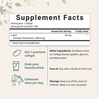 Foto 2 | Suplemento De Microingredientes De Luteína 40 Mg Con Zeaxantina 200 S - Venta Internacional.