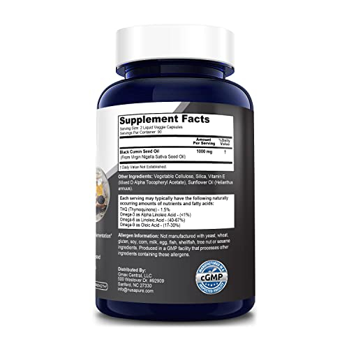 Foto 2 | Suplemento De Aceite De Semilla Negra Nusapure, 1000 Mg, 180 Cápsulas De Gelatina Blanda - Venta Internacional.