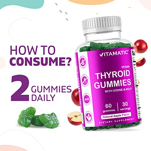 Foto 5 pulgar | Gomitas Supplement Vitamatic Vegan Thyroid Support 60 Unidades - Venta Internacional.