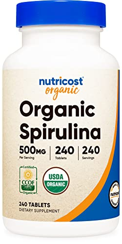 Foto 2 pulgar | Suplemento Nutricost De Espirulina Orgánica 500 Mg 240 Tabletas - Venta Internacional.