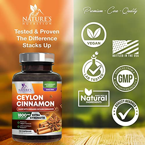 Foto 3 | Suplemento Nature's Nutrition, Canela De Ceilán, 1800 Mg, 120 Cápsulas - Venta Internacional.