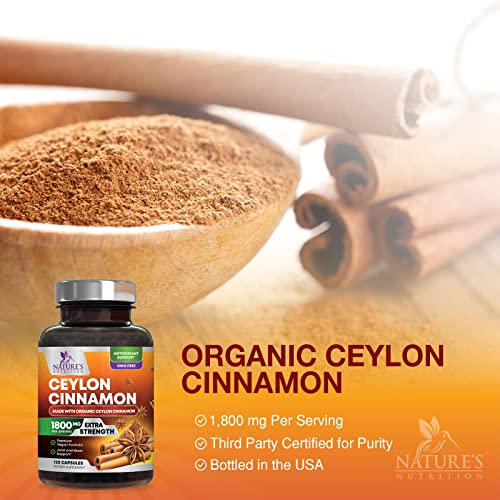 Foto 4 | Suplemento Nature's Nutrition, Canela De Ceilán, 1800 Mg, 120 Cápsulas - Venta Internacional.