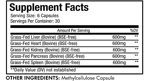 Foto 7 | Suplemento Codeage Grass Feed Beef Organs 180 Cápsulas - Venta Internacional