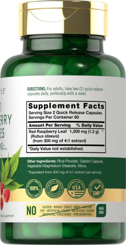 Foto 3 pulgar | Suplemento Carlyle Red Raspberry Leaf 1200 Mg 120 Cápsulas - Venta Internacional.