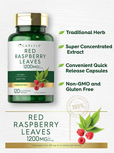 Foto 4 pulgar | Suplemento Carlyle Red Raspberry Leaf 1200 Mg 120 Cápsulas - Venta Internacional.