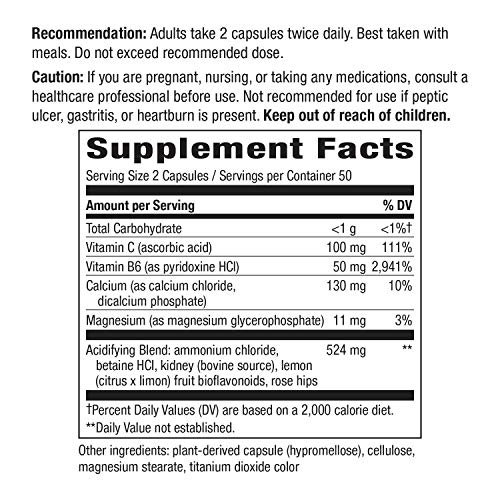 Foto 4 pulgar | Suplemento Nature's Way Acid-a-cal Formula 100 Cápsulas - Venta Internacional.