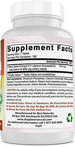 Foto 6 pulgar | Tableta de Semillas de Apio Supplement Best Naturals 600 mg 180 Unidades - Venta Internacional