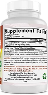 Foto 5 | Tableta de Semillas de Apio Supplement Best Naturals 600 mg 180 Unidades - Venta Internacional