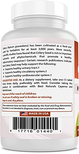 Foto 7 pulgar | Tableta de Semillas de Apio Supplement Best Naturals 600 mg 180 Unidades - Venta Internacional
