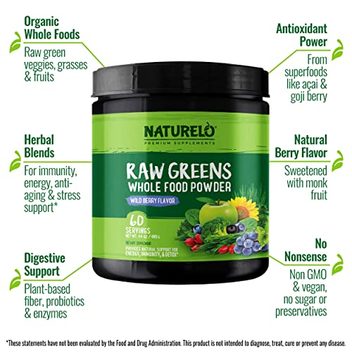 Foto 5 pulgar | Superalimento en Polvo Naturelo Verduras Crudas Bayas Silvestres 60 Porciones - Venta Internacional