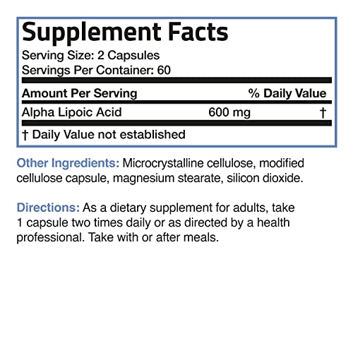 Foto 7 pulgar | Suplemento De Ácido Alfa Lipoico Bronson 600 Mg 120 Cápsulas - Venta Internacional.
