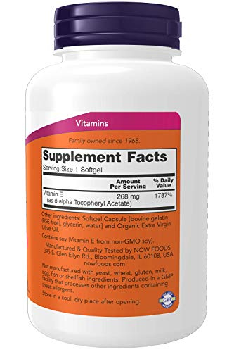 Foto 3 pulgar | Suplemento Now Vitamina E 400 Ui De D-alfa Tocoferilo 250 Soft - Venta Internacional