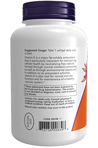 Foto 4 pulgar | Suplemento Now Vitamina E 400 Ui De D-alfa Tocoferilo 250 Soft - Venta Internacional