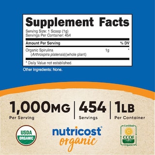 Foto 2 | Espirulina Orgánica en Polvo Nutricost 454 g - Venta Internacional