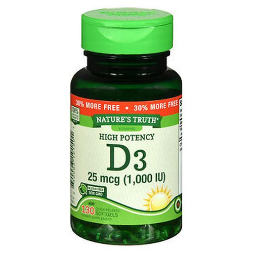 Suplemento De Vitamina D3 De Nature's Truth, 1000 Ui, Cápsulas Blandas, 130 Unidades - Venta Internacional.