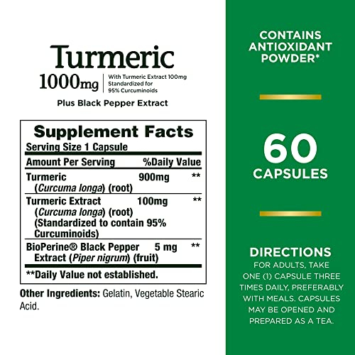 Foto 3 pulgar | Suplemento De Cúrcuma Nature's Bounty 1000 Mg 60 Cápsulas - Venta Internacional