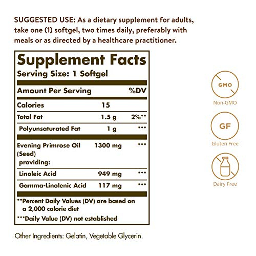 Foto 3 pulgar | Suplemento de Aceite de Onagra Solgar 1300 mg 60 Cápsulas Blandas - Venta Internacional