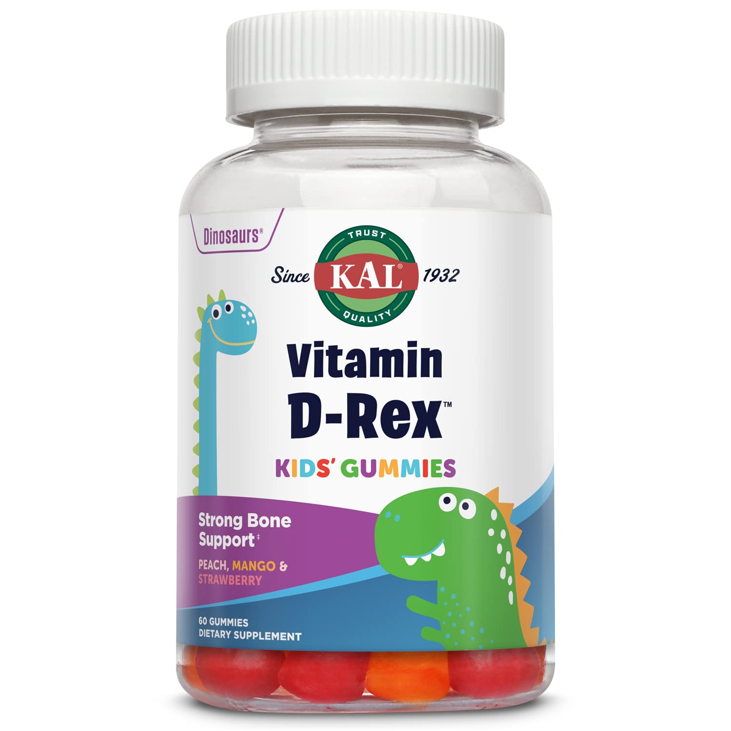 Foto 2 pulgar | Gomitas de Vitamina D Kal Vitamina D-Rex para Niños 25 MCG - Venta Internacional
