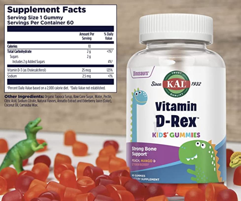 Foto 3 pulgar | Gomitas de Vitamina D Kal Vitamina D-Rex para Niños 25 MCG - Venta Internacional