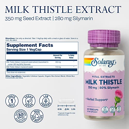 Foto 3 pulgar | Suplemento Solaray: Extracto De Semilla De Cardo Mariano, 350 Mg, 60 Cápsulas Vegetales - Venta Internacional.