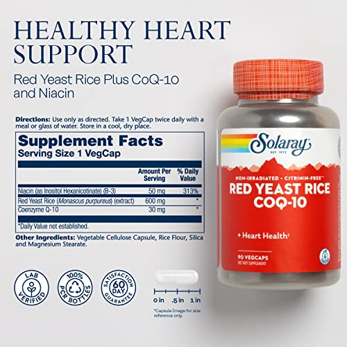 Foto 3 pulgar | Suplemento Solaray De Arroz De Levadura Roja Con Coq-10 Y Niacina Sin Rubor - Venta Internacional.