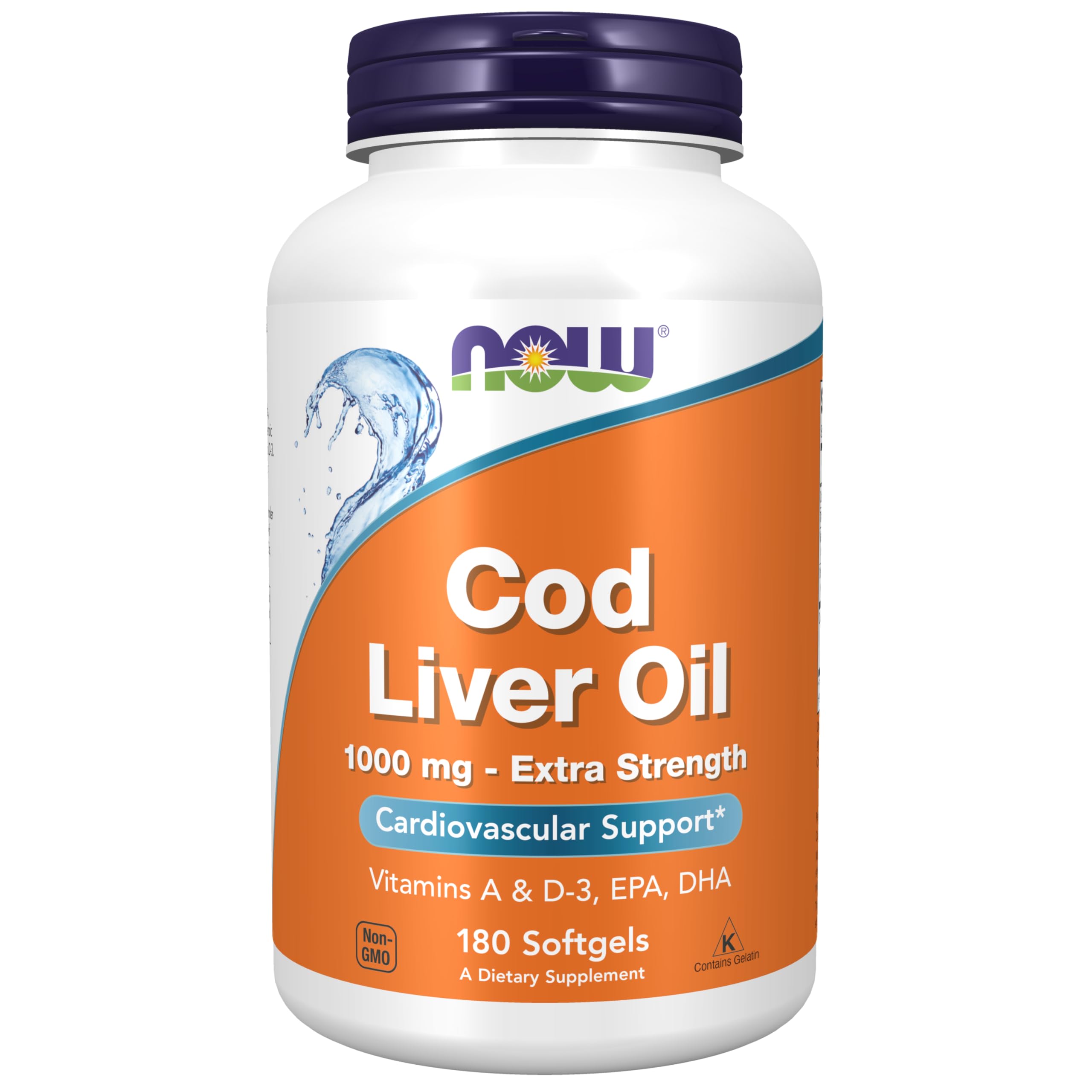 Suplemento Now Aceite De Hígado De Bacalao Extra Fuerte, 1000 Mg, 180 G - Venta Internacional.