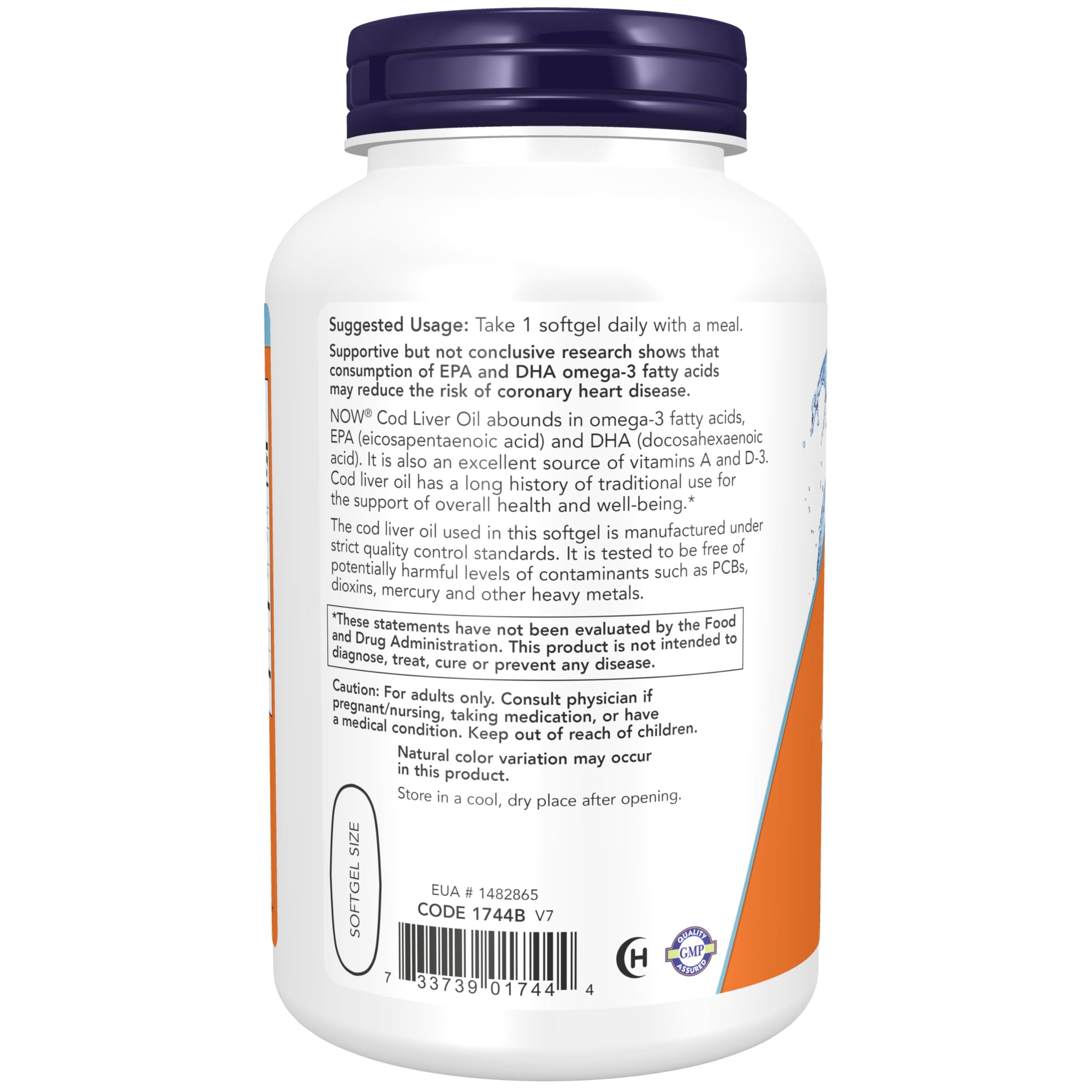 Foto 4 pulgar | Suplemento Now Aceite De Hígado De Bacalao Extra Fuerte, 1000 Mg, 180 G - Venta Internacional.