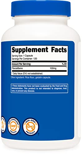 Foto 5 pulgar | Suplemento Nutricost Pterostilbene 100 Mg 120 Cápsulas - Venta Internacional.
