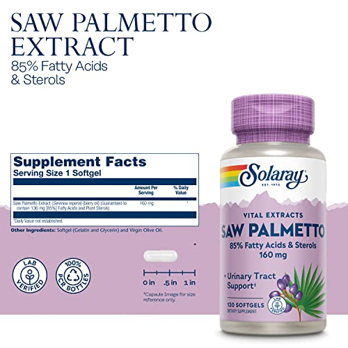 Foto 4 pulgar | Suplemento Solaray: Extracto De Palma Enana Americana, 160 Mg, 120 Cápsulas Blandas - Venta Internacional.