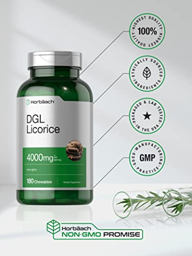 Foto 6 pulgar | Suplemento Horbaach Dgl En Tabletas Masticables De Regaliz 400 Mg 180 - Venta Internacional.