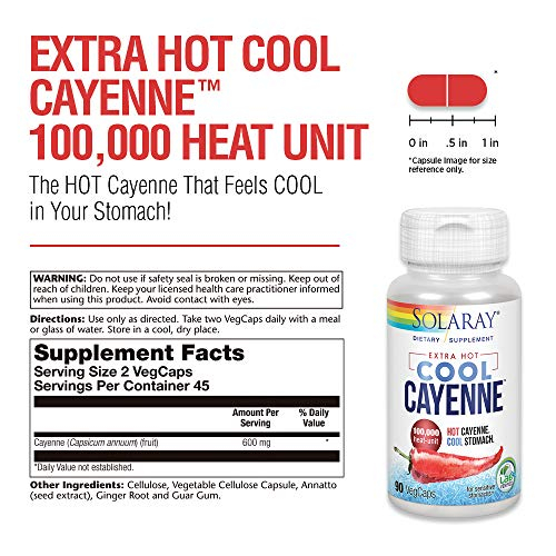 Foto 4 pulgar | Suplemento Solaray Extra Hot Cool Cayenne 100,000 Hu 90 Vegc - Venta Internacional.