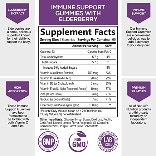 Foto 3 pulgar | Gomitas Nature's Nutrition Immune Support 120 Con Saúco - Venta Internacional.
