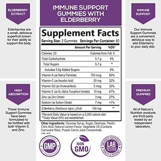 Foto 2 | Gomitas Nature's Nutrition Immune Support 120 Con Saúco - Venta Internacional.
