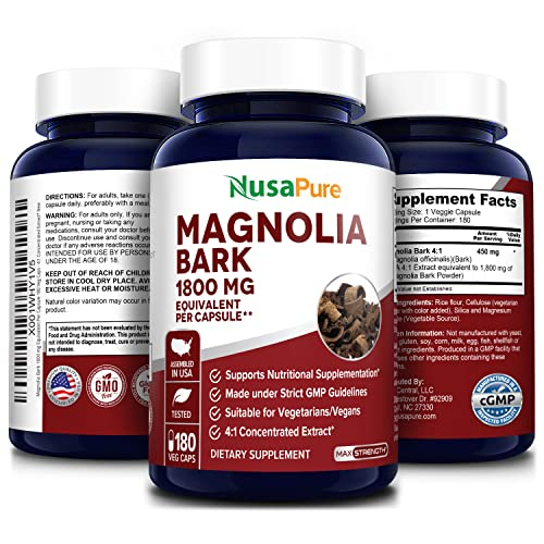 Foto 5 pulgar | Suplemento Nusapure Magnolia Bark 1800 Mg 180 Cápsulas Vegetarianas - Venta Internacional.