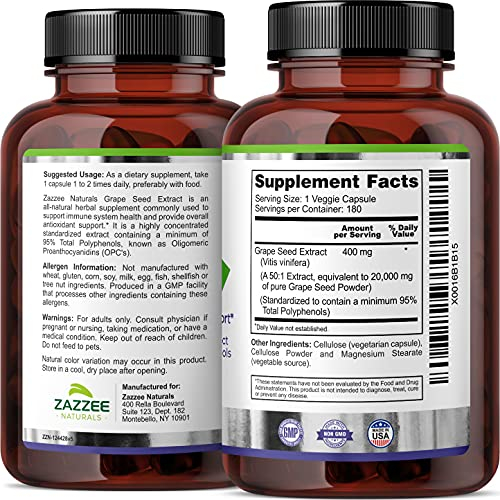 Foto 8 pulgar | Suplemento De Extracto De Semilla De Uva Zazzee, 20,000 Mg, 180 Cápsulas - Venta Internacional.