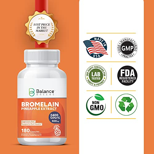 Foto 4 pulgar | Extracto De Bromelina Y Piña Supplement Balance Breens 500 Mg - Venta Internacional.