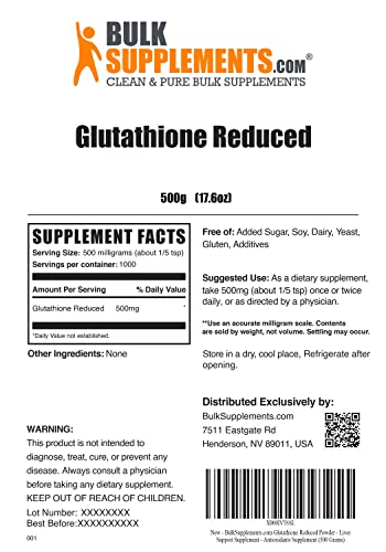 Foto 3 pulgar | Supplement Bulksupplements.com Polvo Reducido En Glutatión 50 - Venta Internacional.