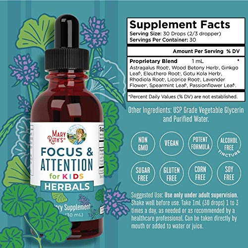 Foto 5 pulgar | Suplemento De Enfoque Nootrópico Maryruth Organics Para Niños, 30 Unidades - Venta Internacional.