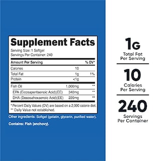 Foto 2 | Suplemento Nutricost En Cápsulas Blandas De Aceite De Pescado Omega 3, 1000 Mg, 240 Unidades - Venta Internacional.