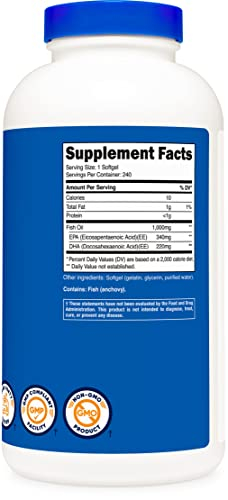 Foto 5 pulgar | Suplemento Nutricost En Cápsulas Blandas De Aceite De Pescado Omega 3, 1000 Mg, 240 Unidades - Venta Internacional.