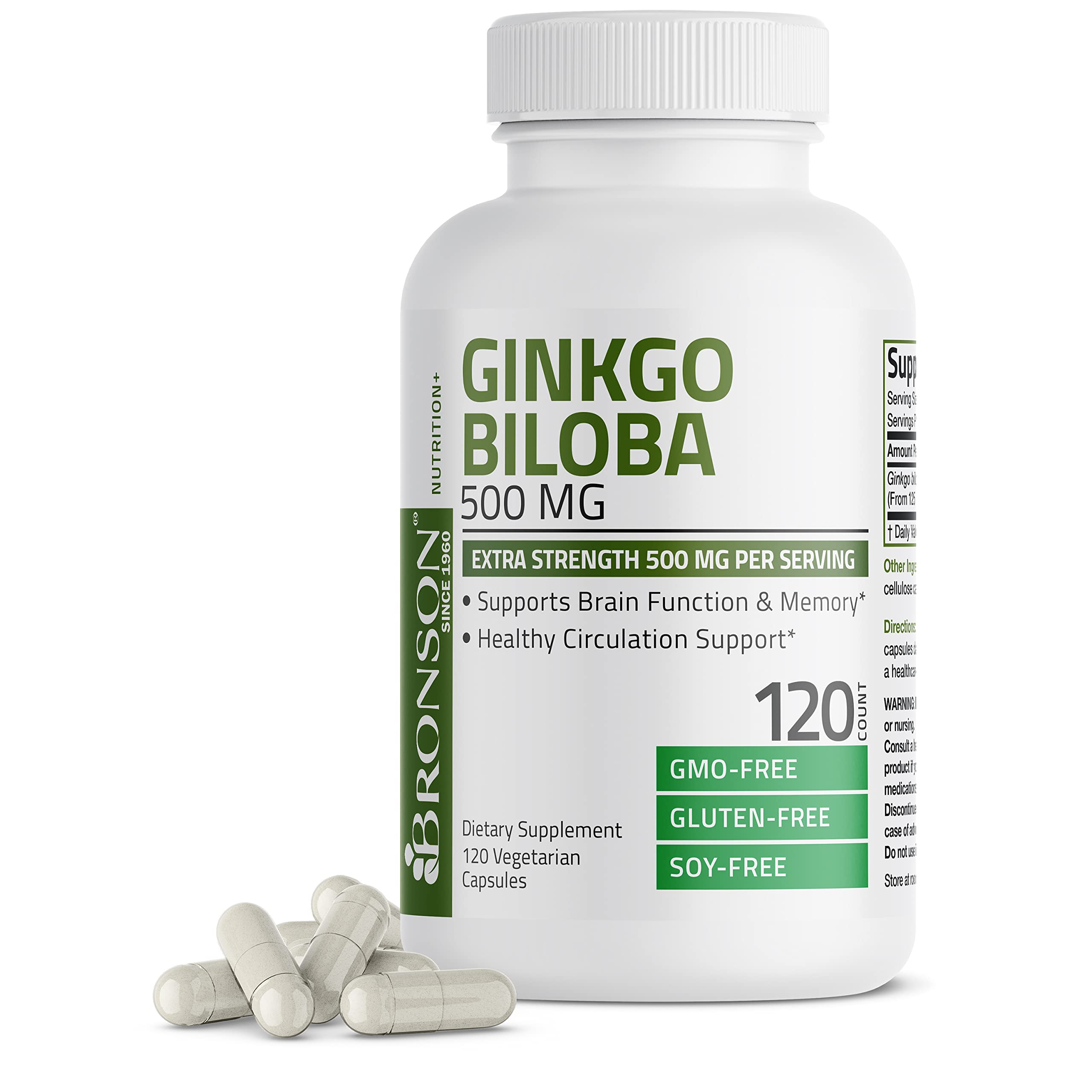 Foto 2 pulgar | Suplemento Bronson Ginkgo Biloba, 500 Mg, Extra Fuerte - Venta Internacional.