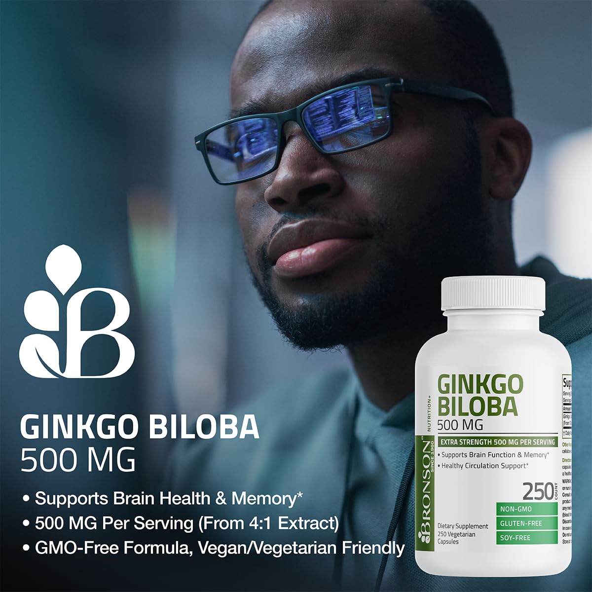 Foto 5 pulgar | Suplemento Bronson Ginkgo Biloba, 500 Mg, Extra Fuerte - Venta Internacional.
